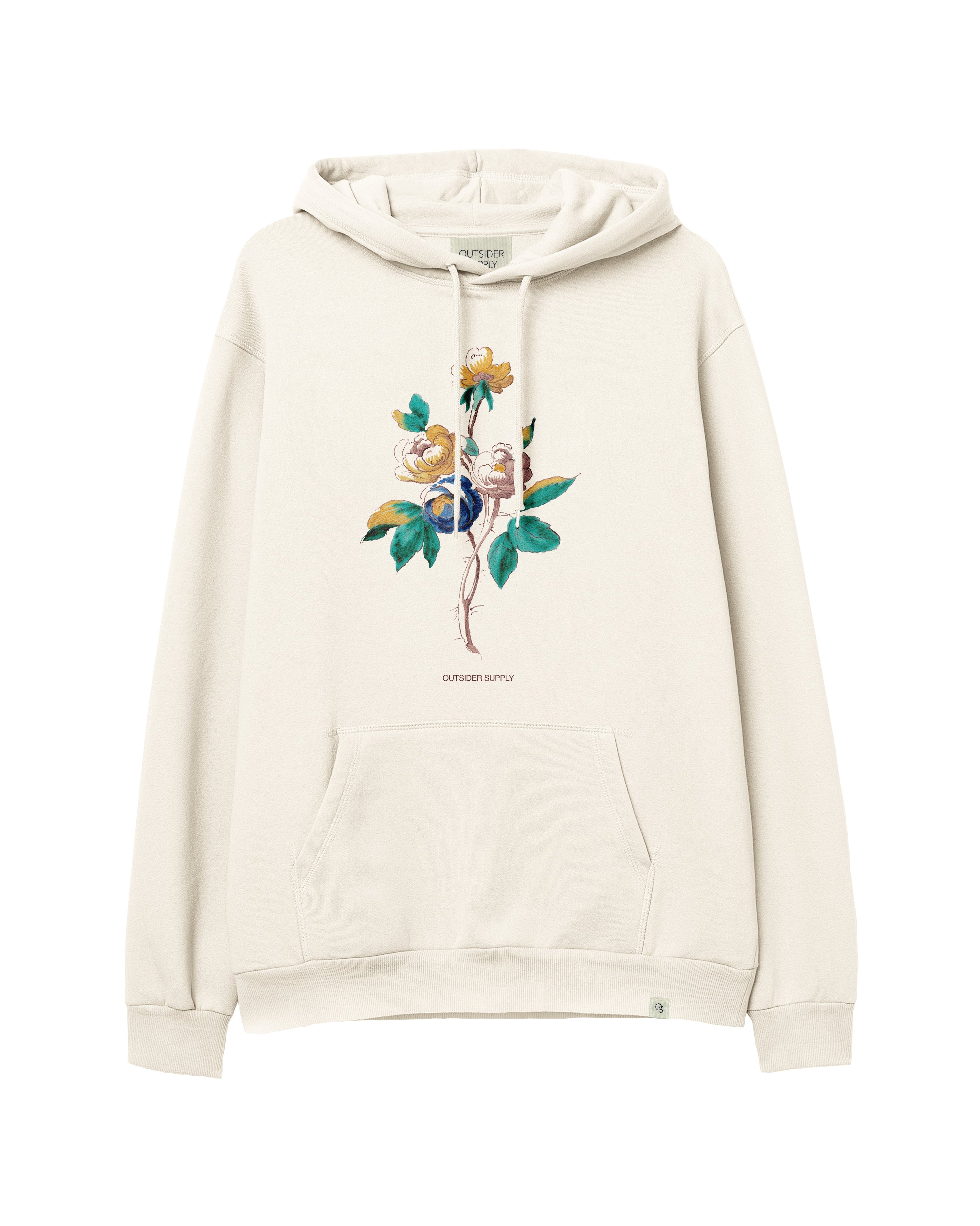 Sweat à capuche épais en coton biologique à motif floral Cartoche